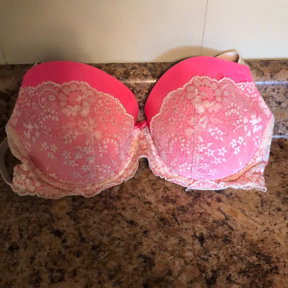 Pink and cream lacy Victoria’s Secret bra